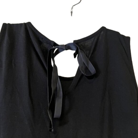 Loft Black Velvet & Lace Sleeveless Shell Blouse w/Tie at Neck - Medium - Picture 4 of 8